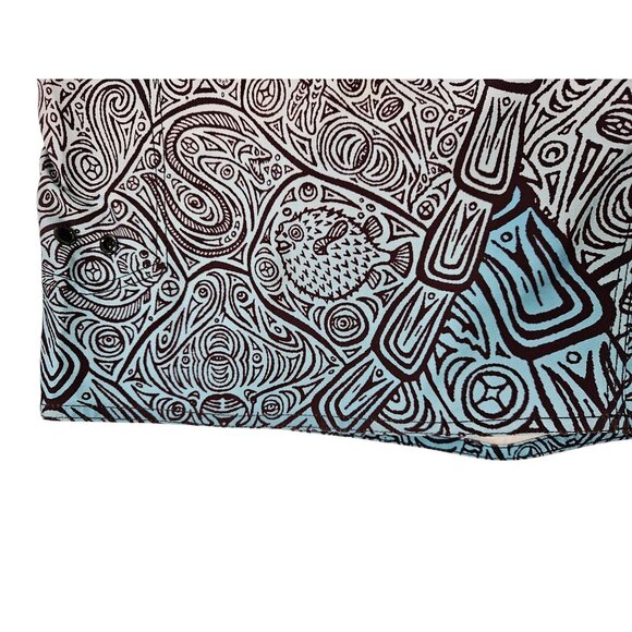 Pelagic Fish Print Board Shorts Swim Trunks Blue White Men's 37 11.5" Inseam - Picture 6 of 13